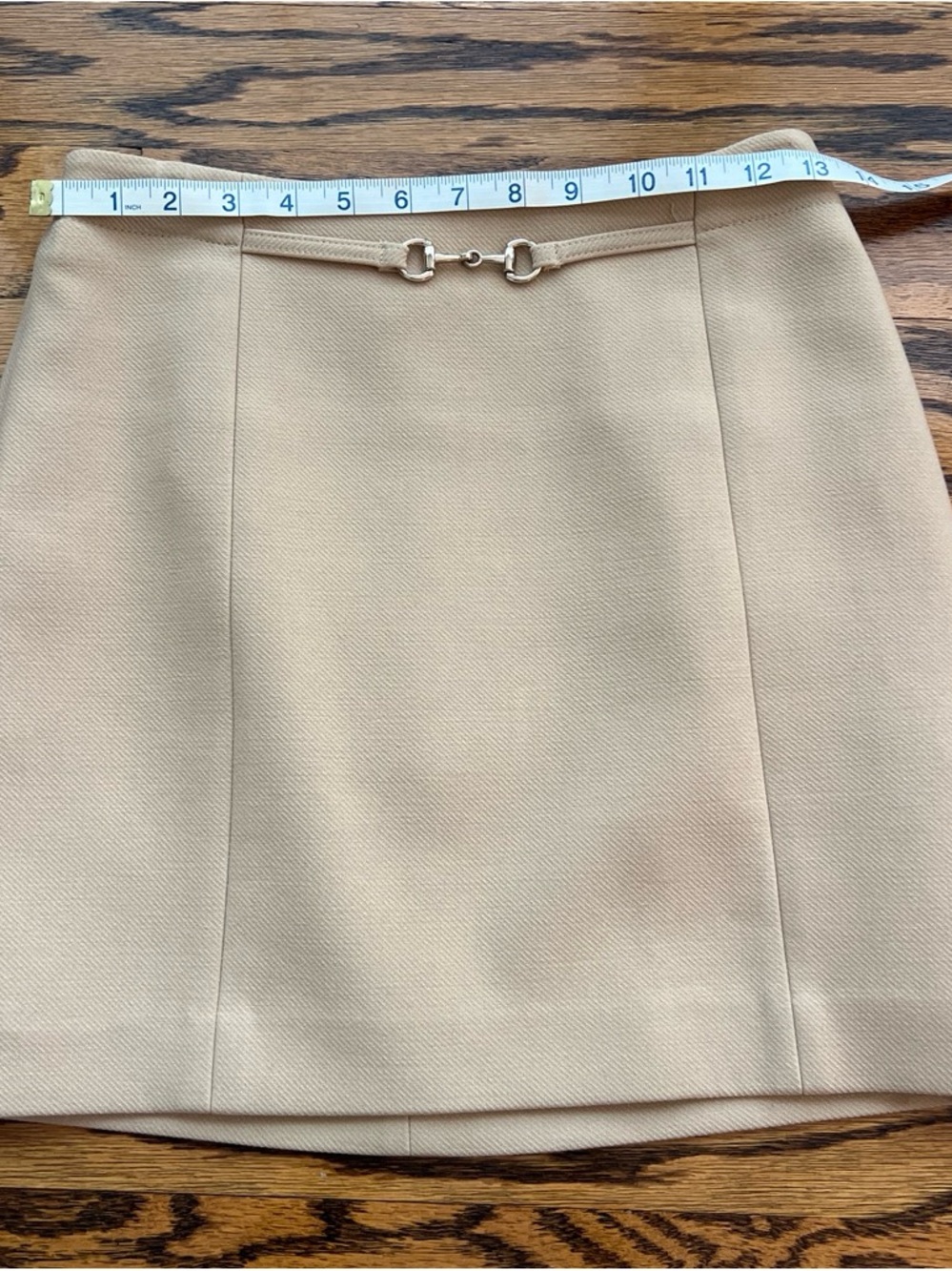 H&M Classic Camel Mini Skirt with Decorative Buckle
